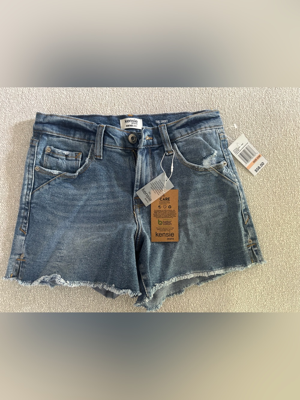 Kensie Distressed Blue Denim Cutoff Shorts